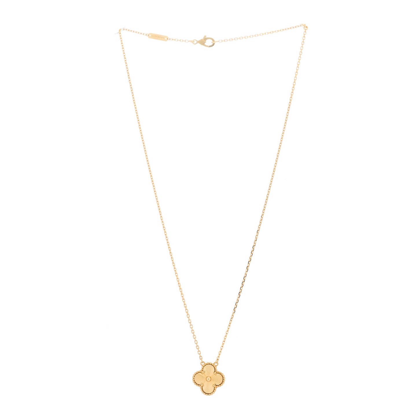 18K Yellow Gold Guilloche Vintage Alhambra Pendant Necklace