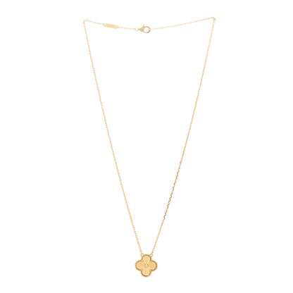 Van Cleef & Arpels 18K Yellow Gold Guilloche Vintage Alhambra Pendant Necklace 2 of 6
