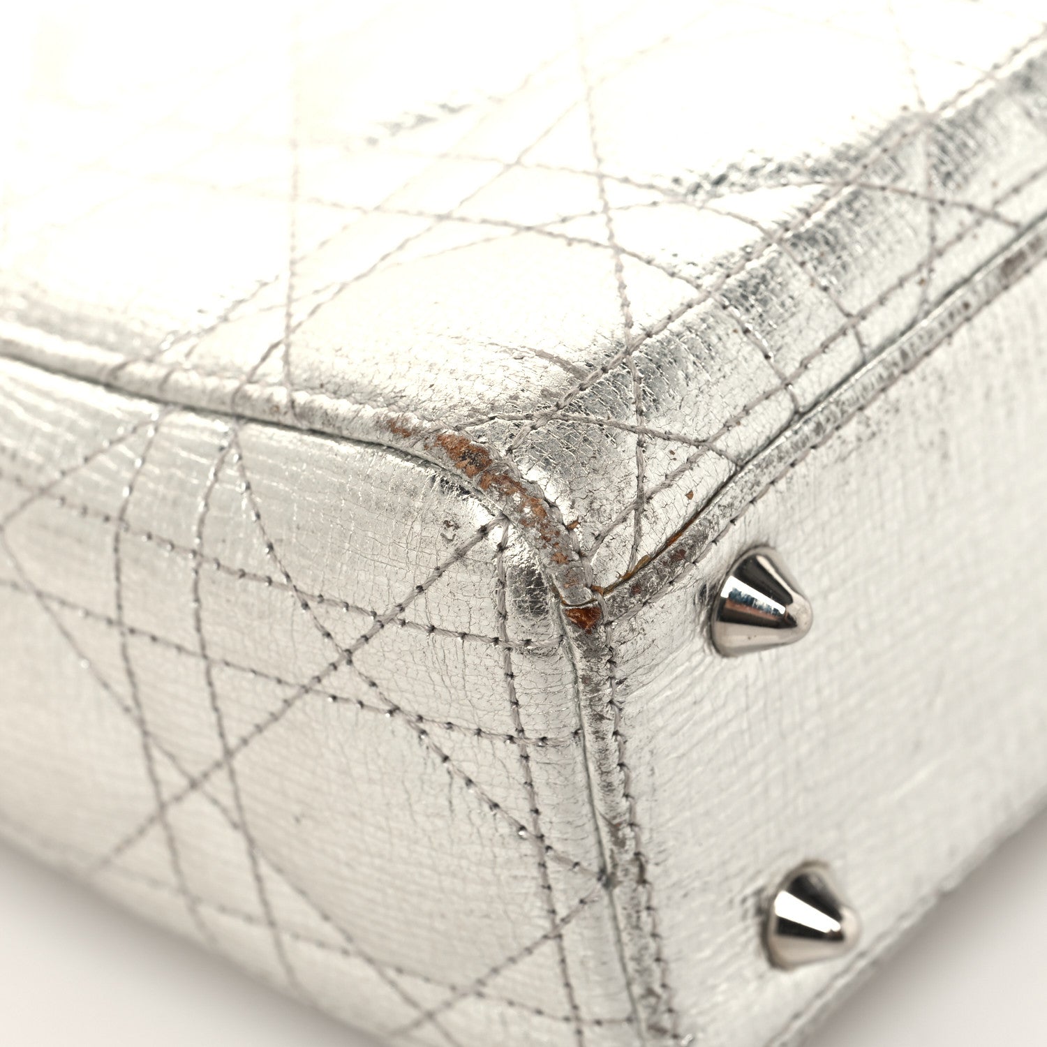 Christian Dior Metallic Grained Calfskin Cannage Small Lucky Badges My Lady Dior Silver 10 of 18