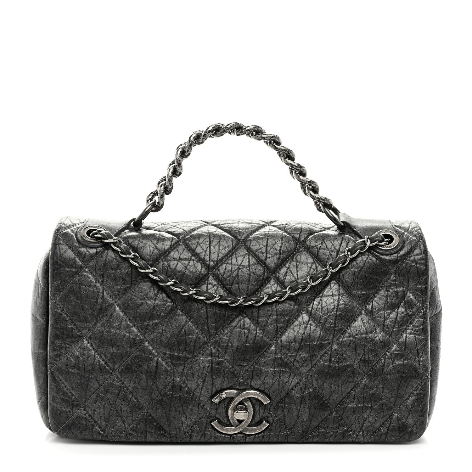 Chanel Aged Calfskin Quilted Medium Pondichery Flap Dark Grey 1 of 10