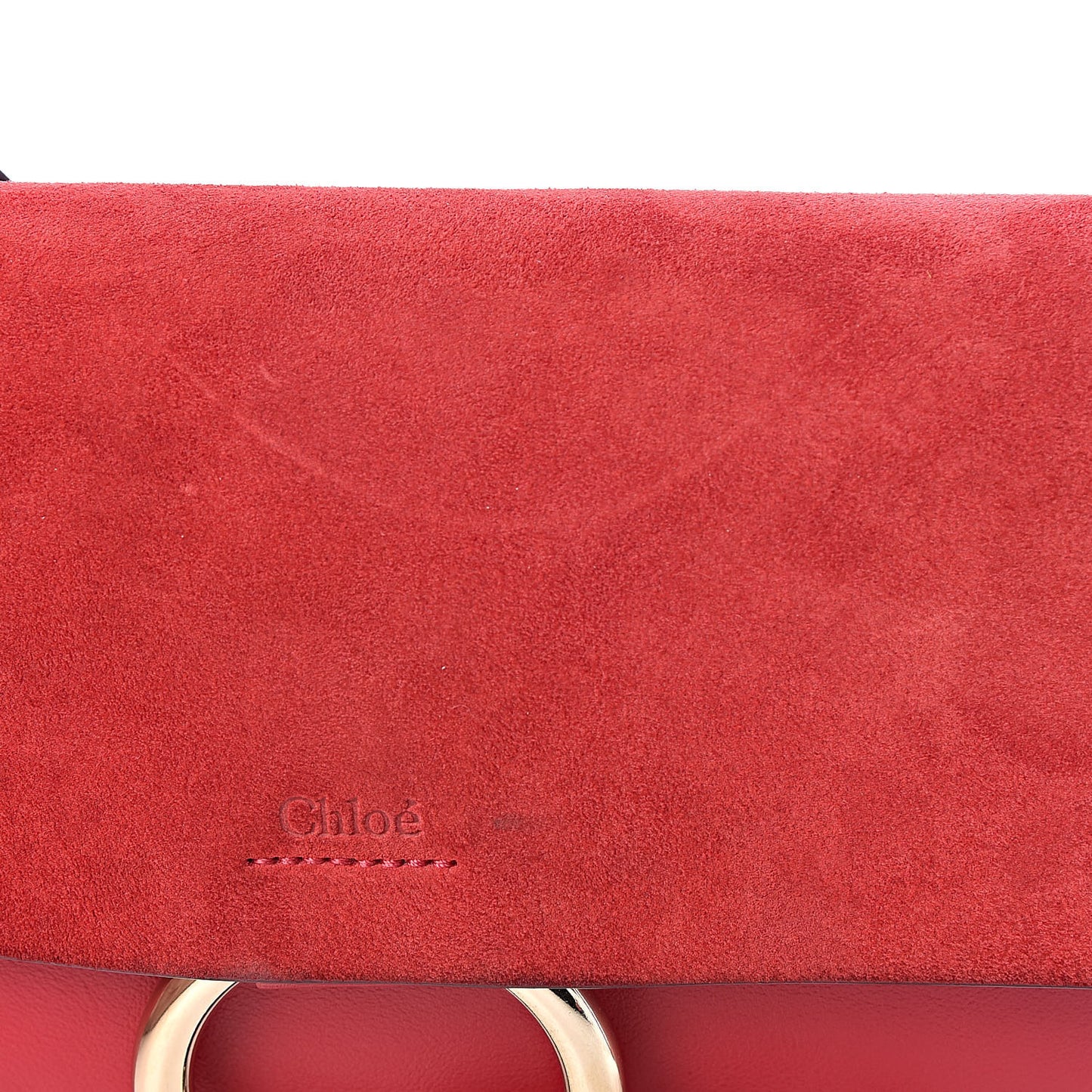 Suede Calfskin Small Faye Shoulder Bag Tulip Red