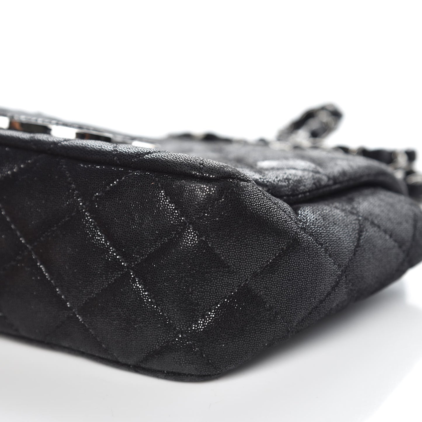 Sequin Goatskin Crystal CC Mini Flap Black