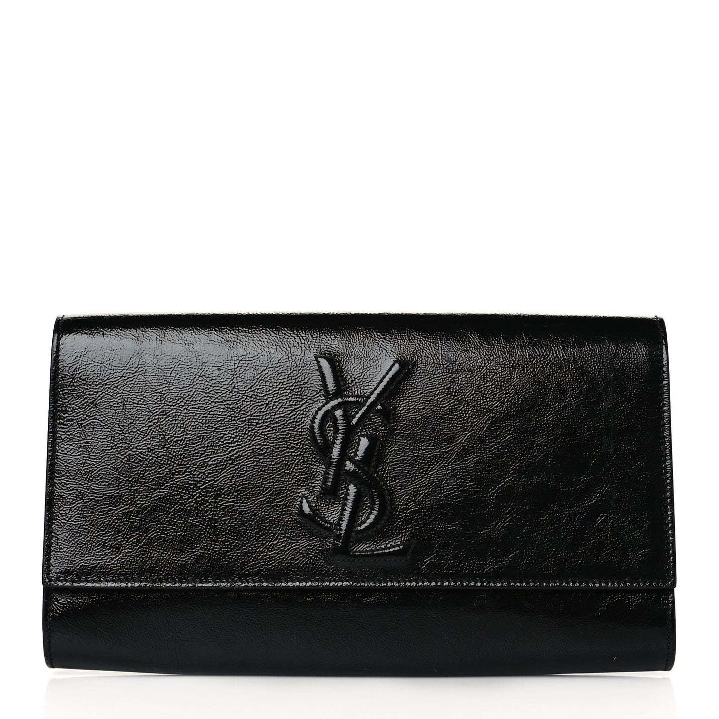 Textured Patent Monogram Large Belle De Jour Clutch Black