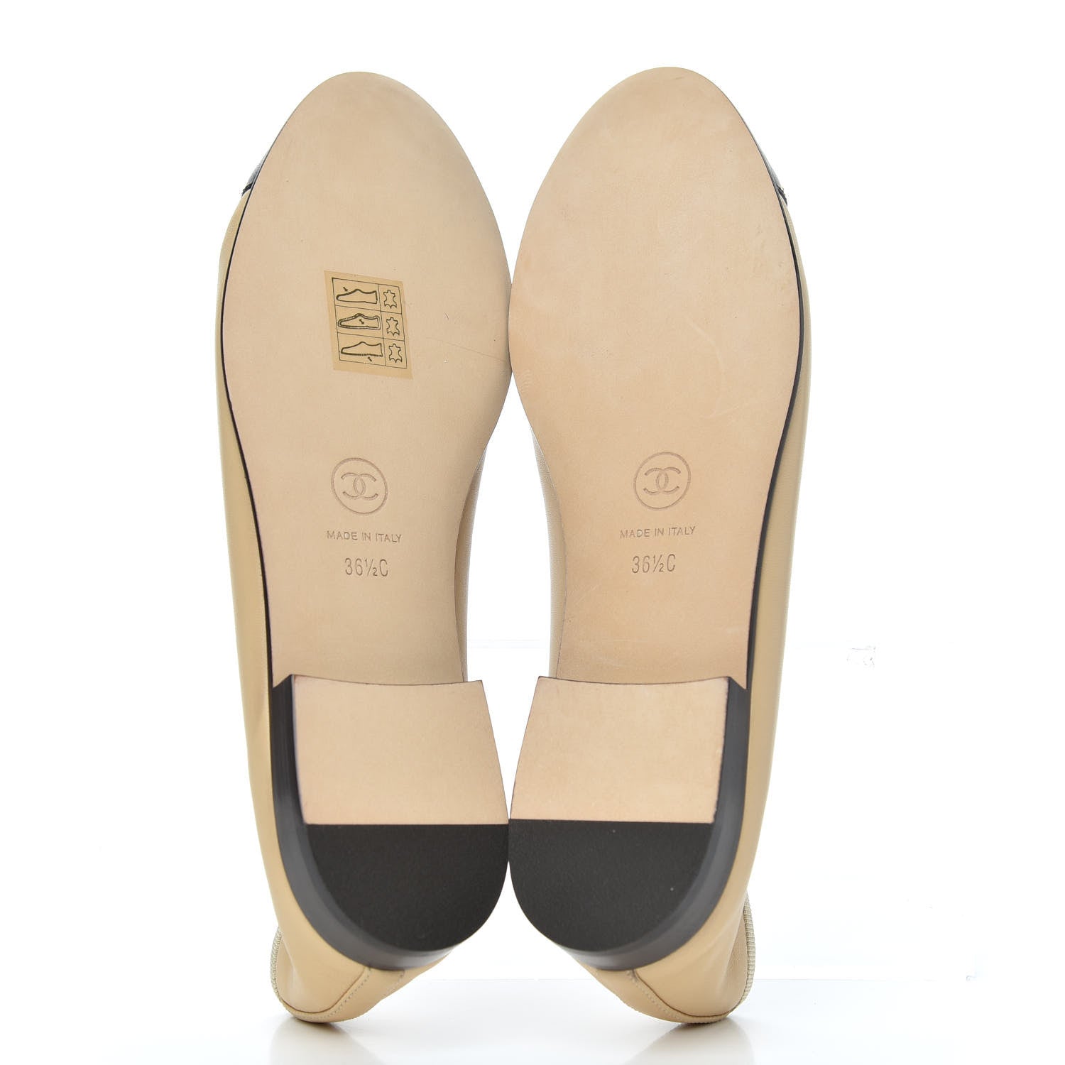 Chanel Lambskin Cap Toe CC Ballerina Flats 36.5 Beige Black 5 of 9