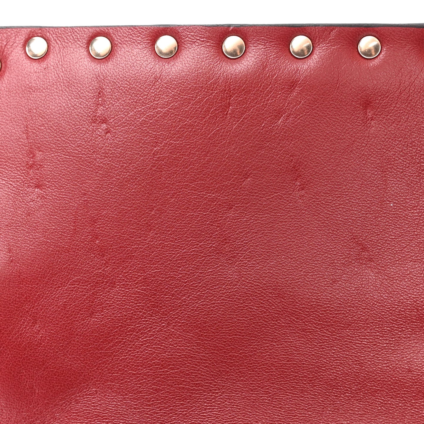 Lambskin Large Rockstud Spike Shoulder Bag Red