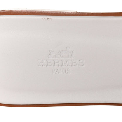 Hermes Box Calfskin Oran Sandals 40 White 7 of 9