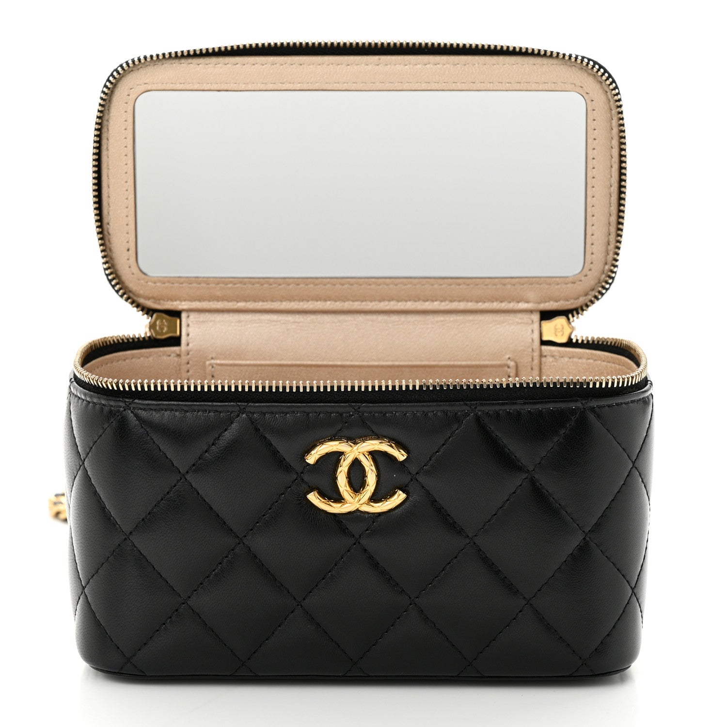 Chanel Lambskin Quilted Small CC Dynasty Vanity Case With Chain Black 8 of 11