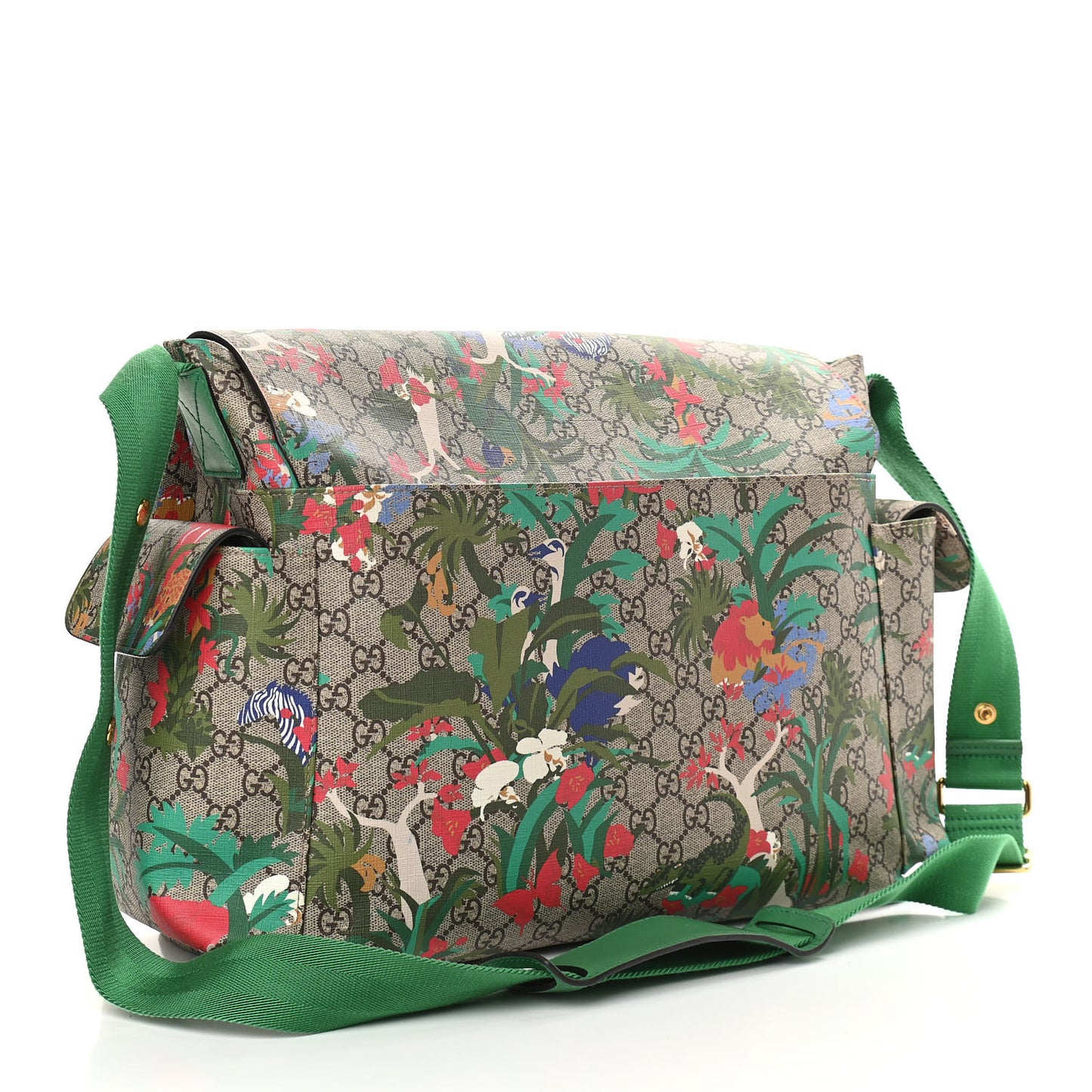 GG Supreme Monogram Jungle Diaper Bag Green