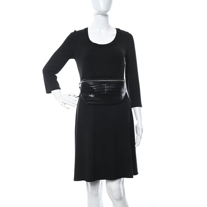 Saint Laurent Calfskin Crocodile Embossed Monogram Belt Bag Black 2 of 11