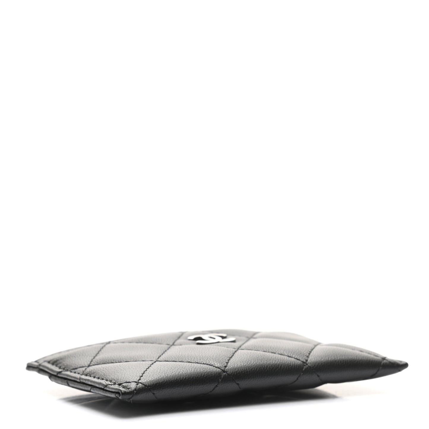 Lambskin Quilted Card Holder Black