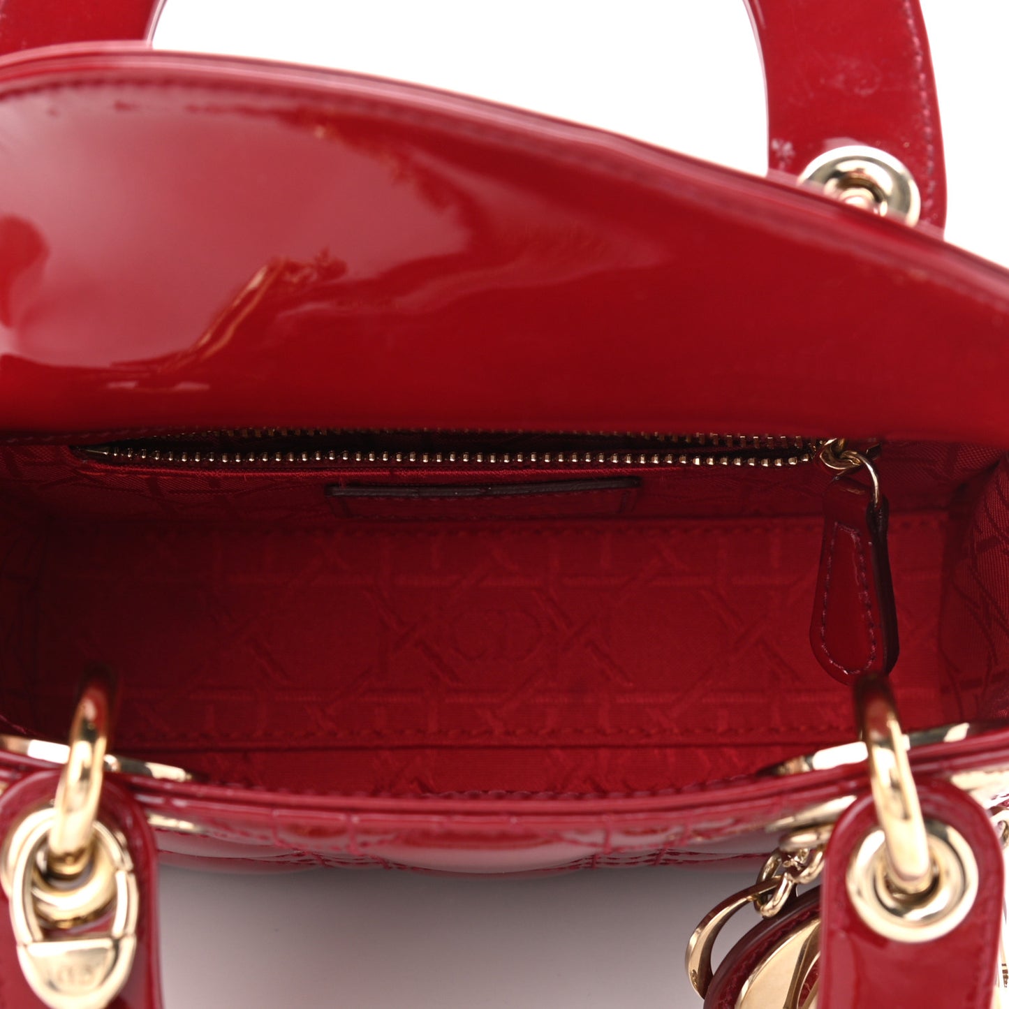 Patent Cannage Mini Lady Dior Red