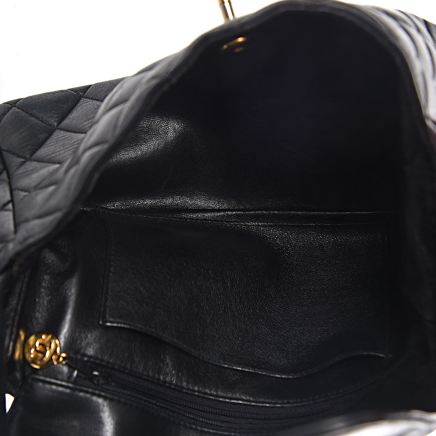 Lambskin Quilted Flap Shoulder Bag Black