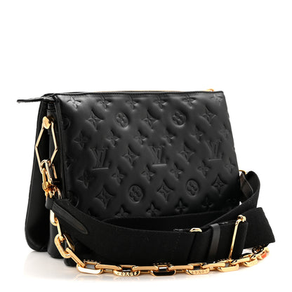Louis Vuitton Lambskin Embossed Monogram Coussin PM Black 3 of 9