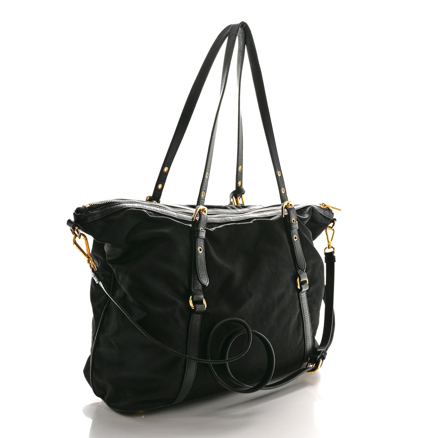 Prada Tessuto Nylon Saffiano Tote Black 3 of 9