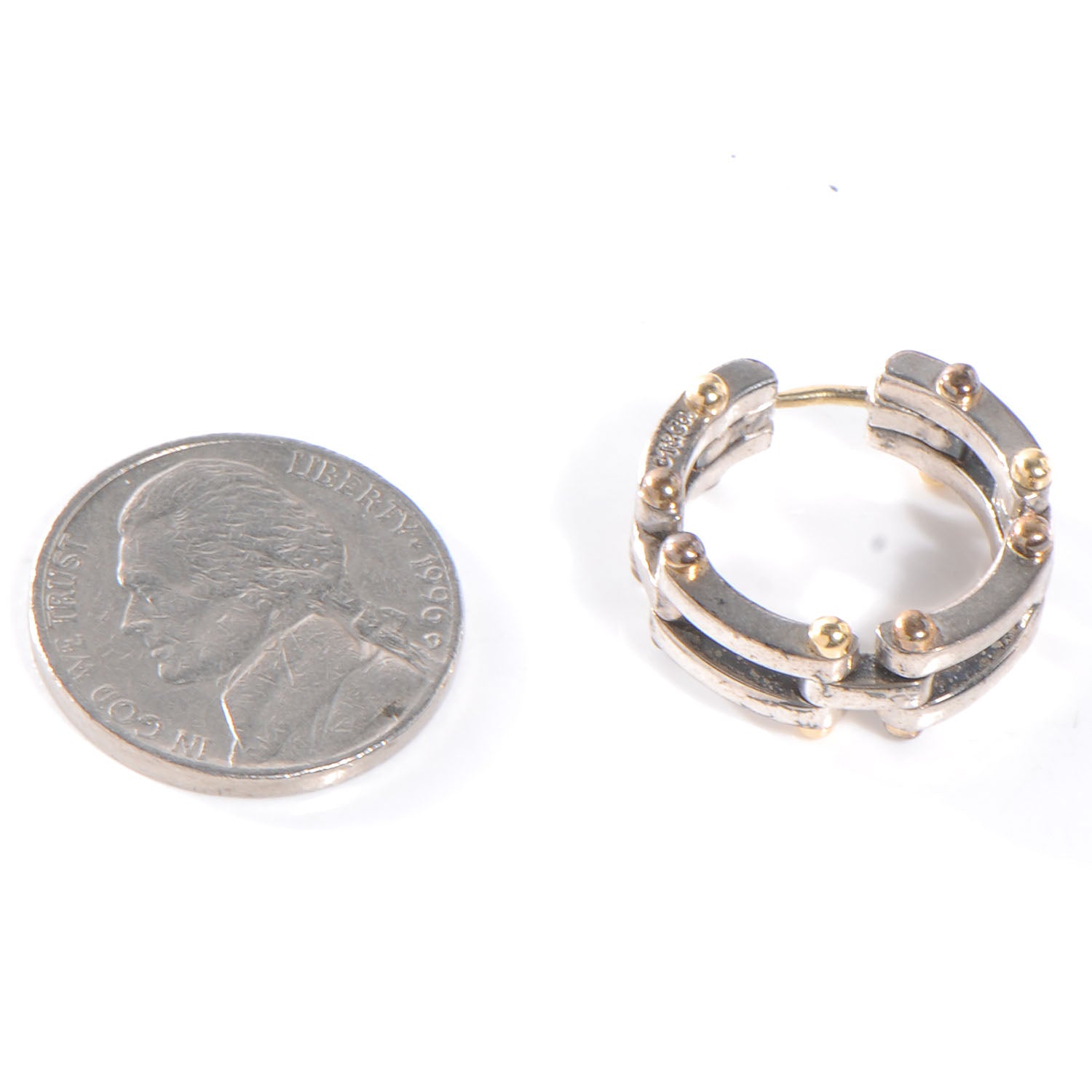 Tiffany Sterling Silver 18K Yellow Gold Gatelink Hoop Earrings 2 of 5