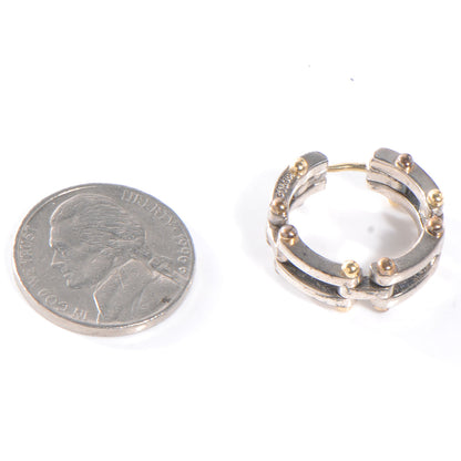 Tiffany Sterling Silver 18K Yellow Gold Gatelink Hoop Earrings 2 of 5
