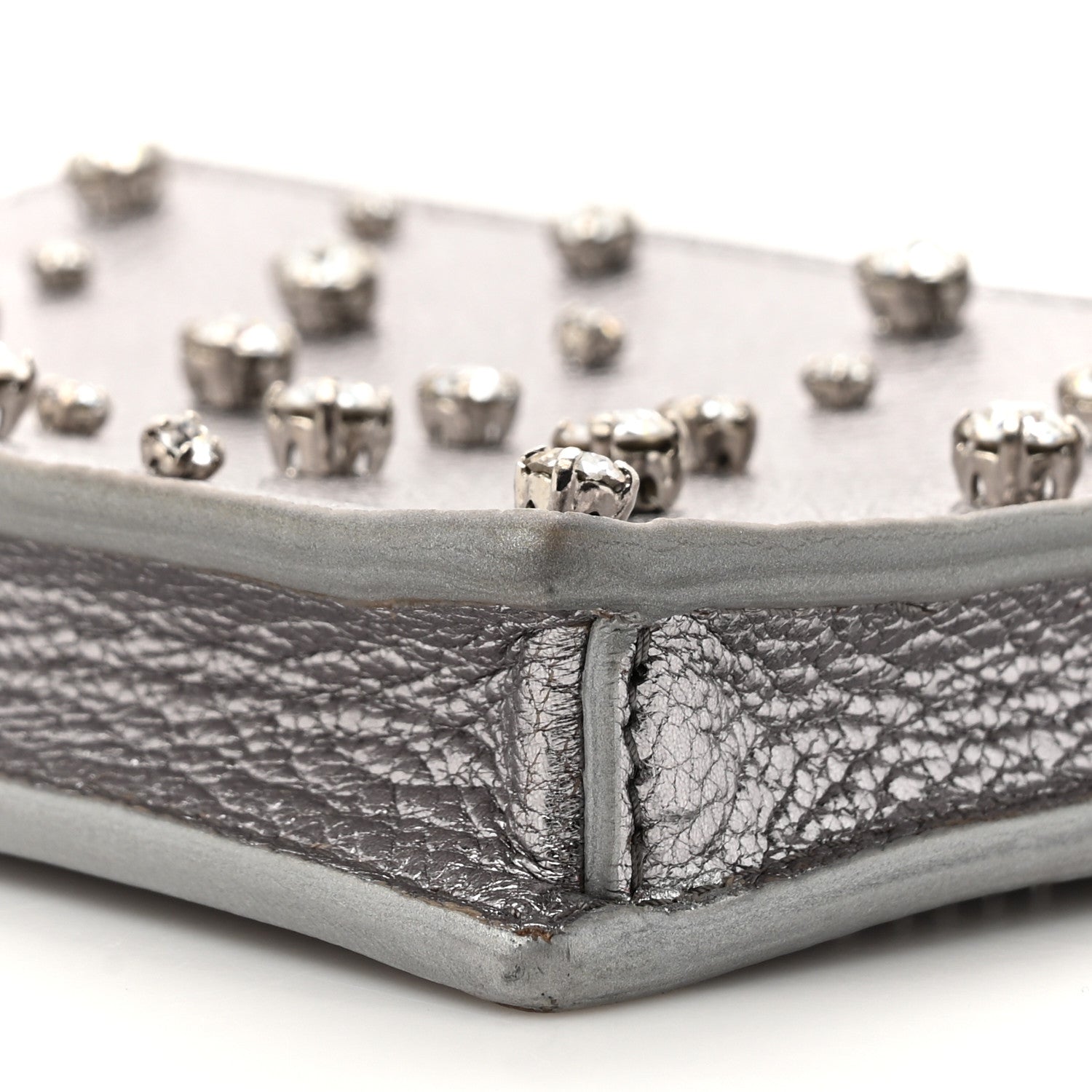 Miu Miu Calfskin Crystal Crossbody Silver 9 of 14