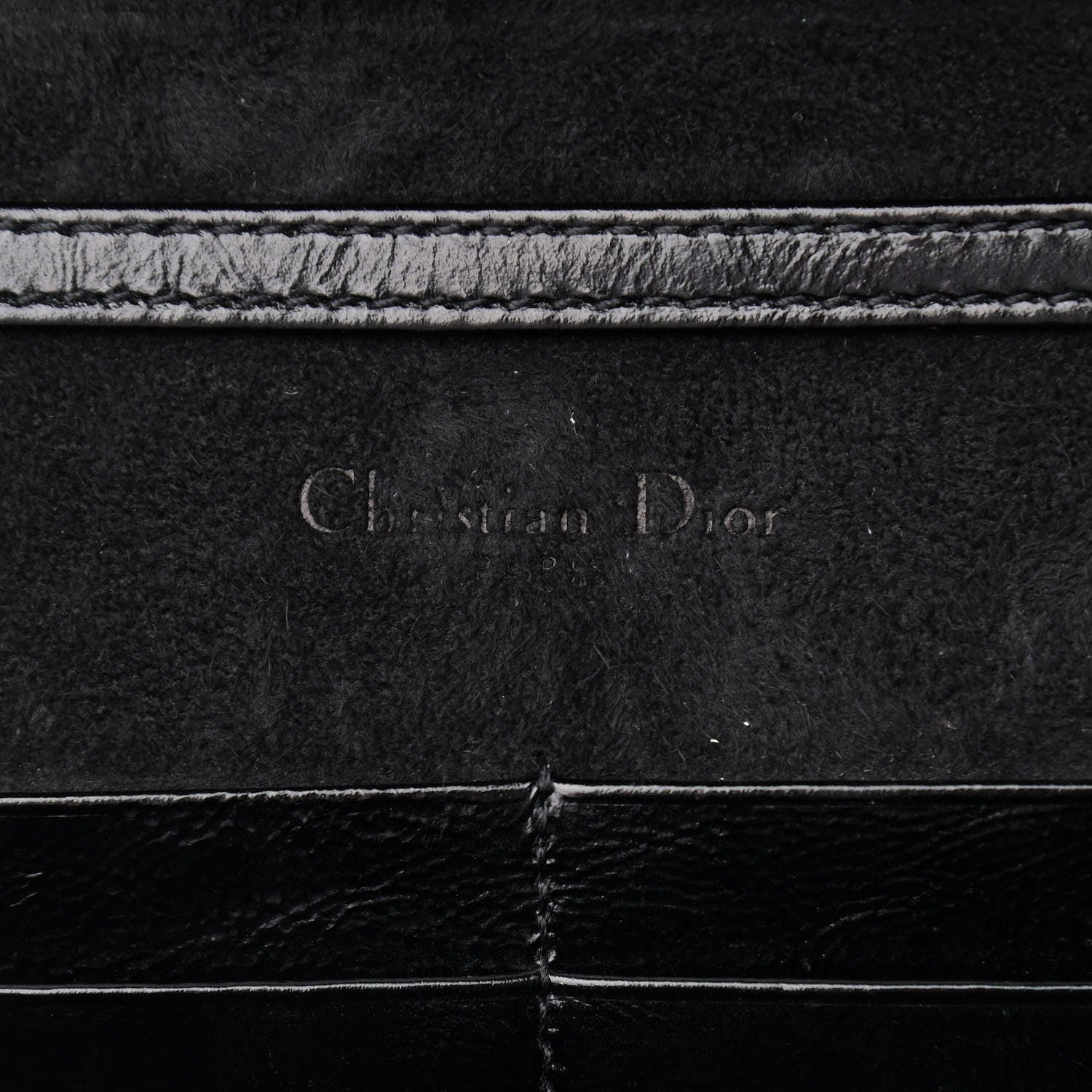 Christian Dior Crinkled Calfskin Diorama Wallet on Chain Pouch Black 5 of 11