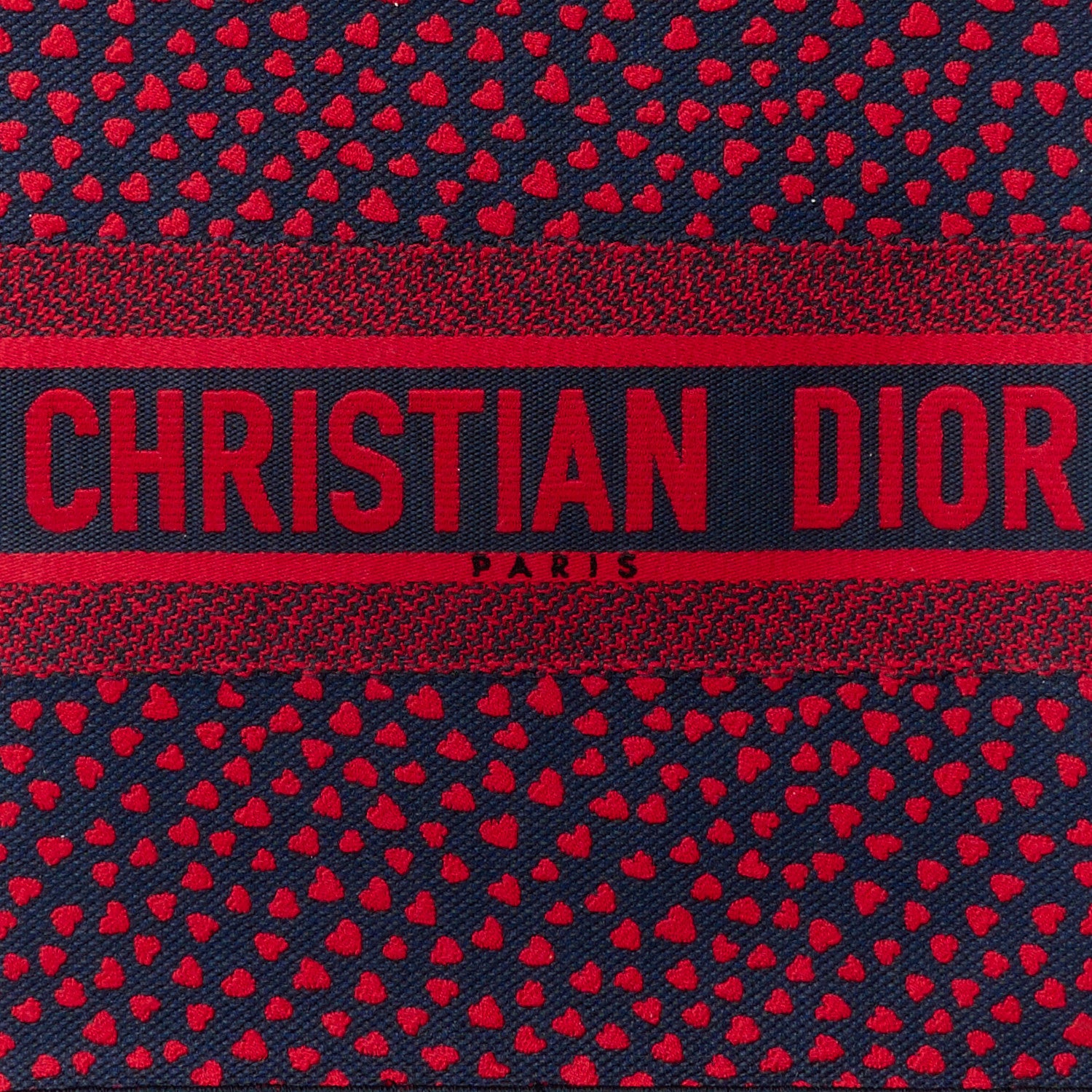 Christian Dior Canvas Embroidered Pop Heart I Love Paris Medium Book Tote Red Multicolor 8 of 12