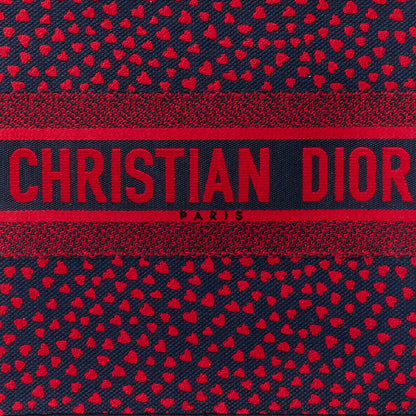 Christian Dior Canvas Embroidered Pop Heart I Love Paris Medium Book Tote Red Multicolor 8 of 12