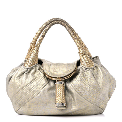 Fendi Nappa Nuvolata Bimetal Spy Oro Argento 1 of 16