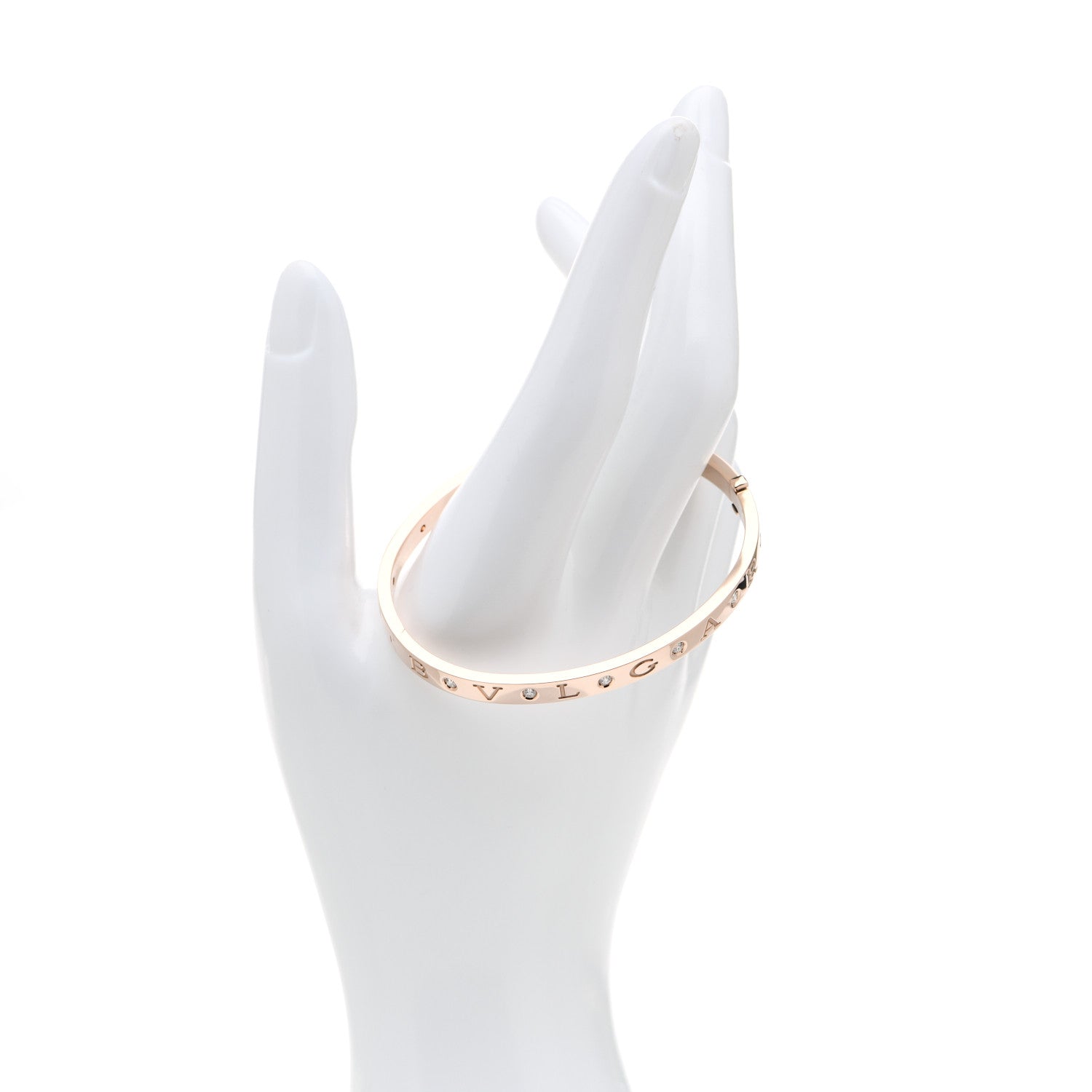 Bulgari 18K Rose Gold 12 Diamond B.Zero1 Essential Bangle Bracelet M 2 of 5