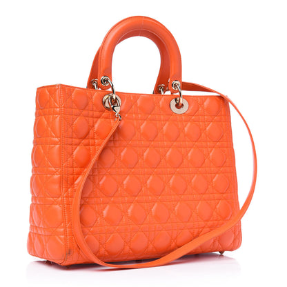 Christian Dior Lambskin Cannage Large Lady Dior Orange 3 of 18
