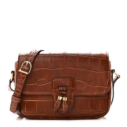 Celine Calfskin Crocodile Embossed Medium Tassel Bag Tan 1 of 9
