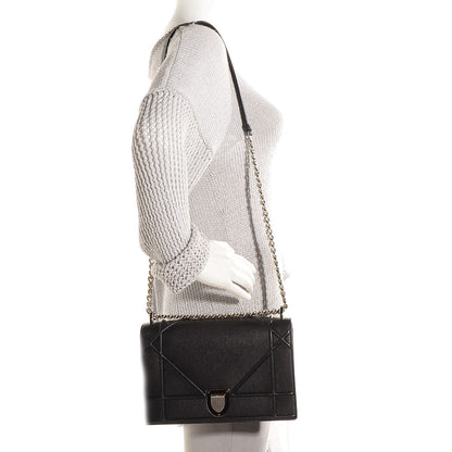Christian Dior Grained Calfskin Medium Diorama Flap Bag Black 2 of 7