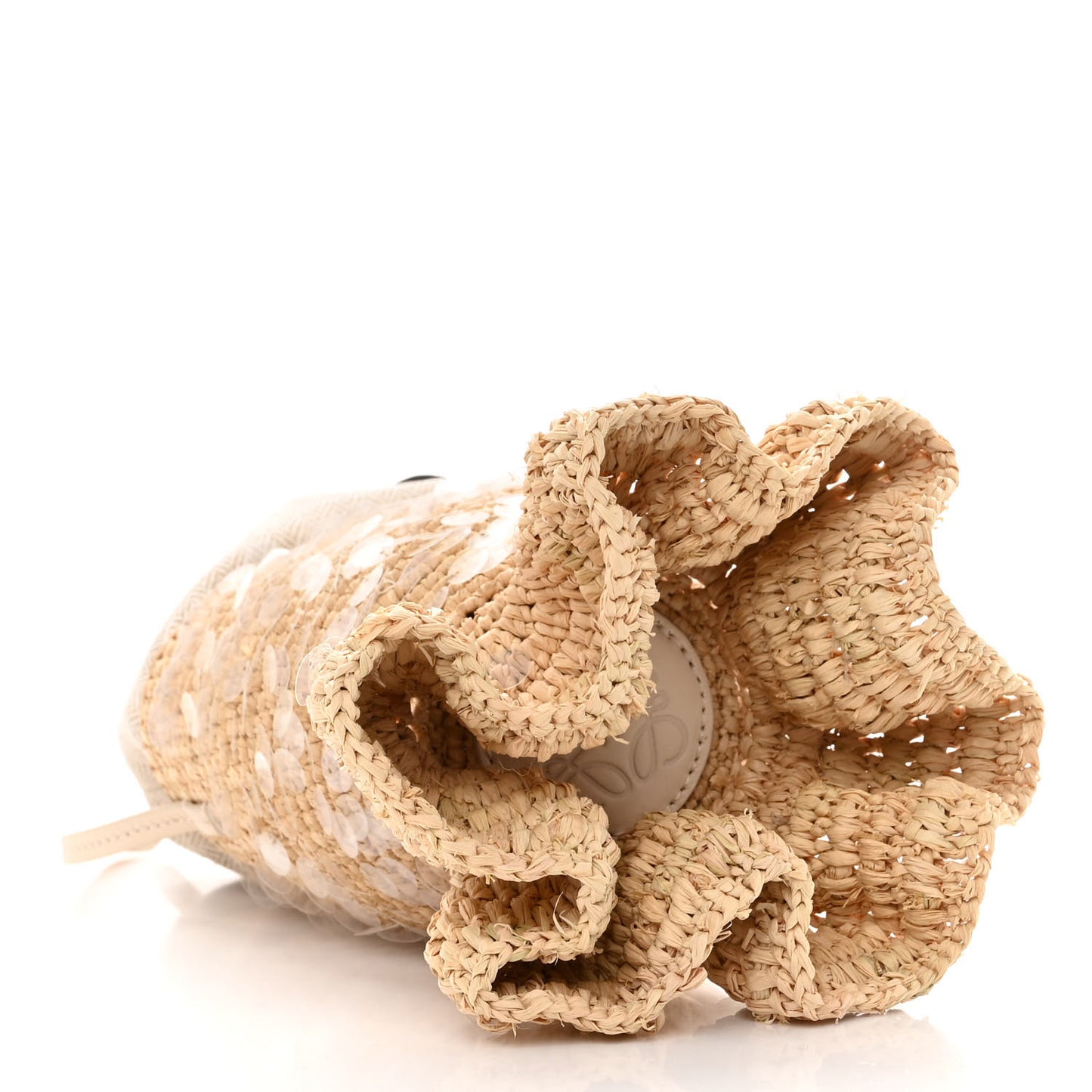 Raffia Canvas Sequin Paula's Ibiza Fish Pouch Natural Ivory