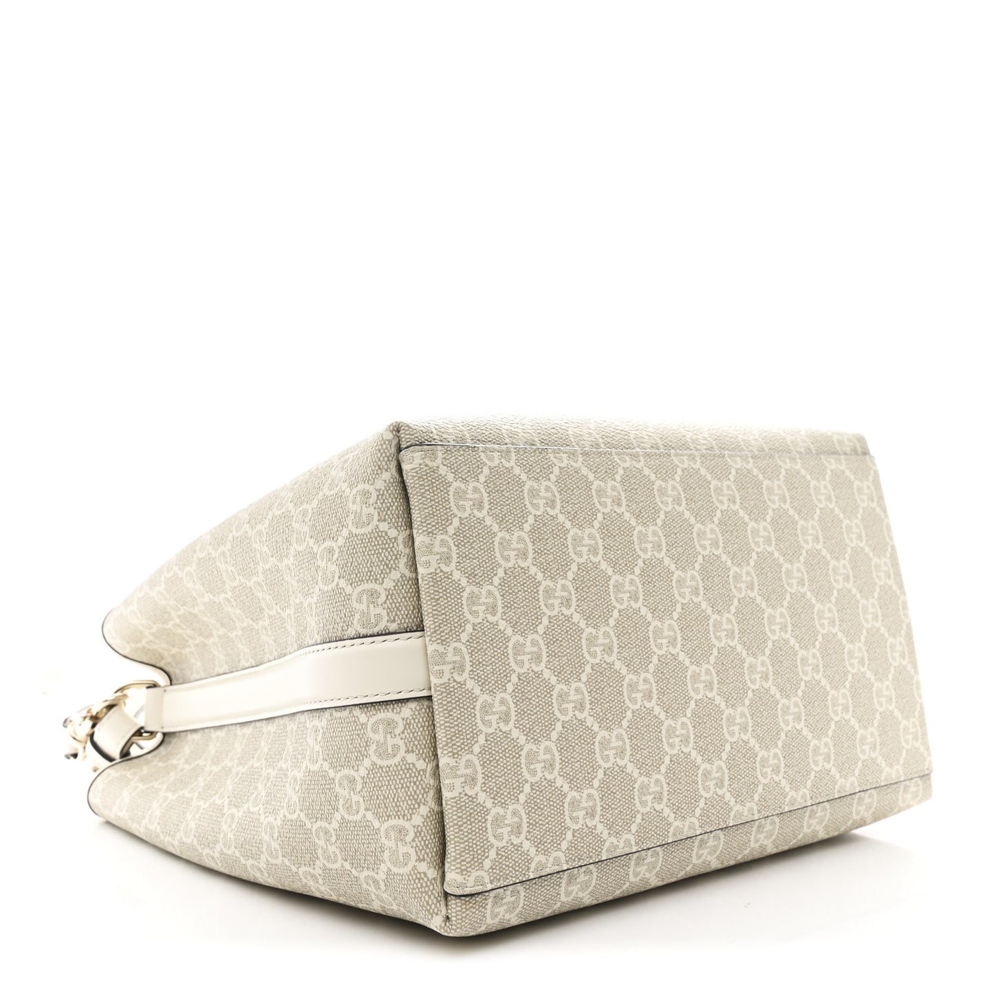 GG Supreme Monogram Medium Emblem Bucket Bag Beige White