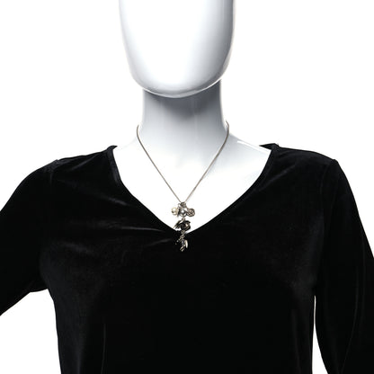 Chanel Enamel Bead Pearl Charms CC Drop Necklace Silver 2 of 5