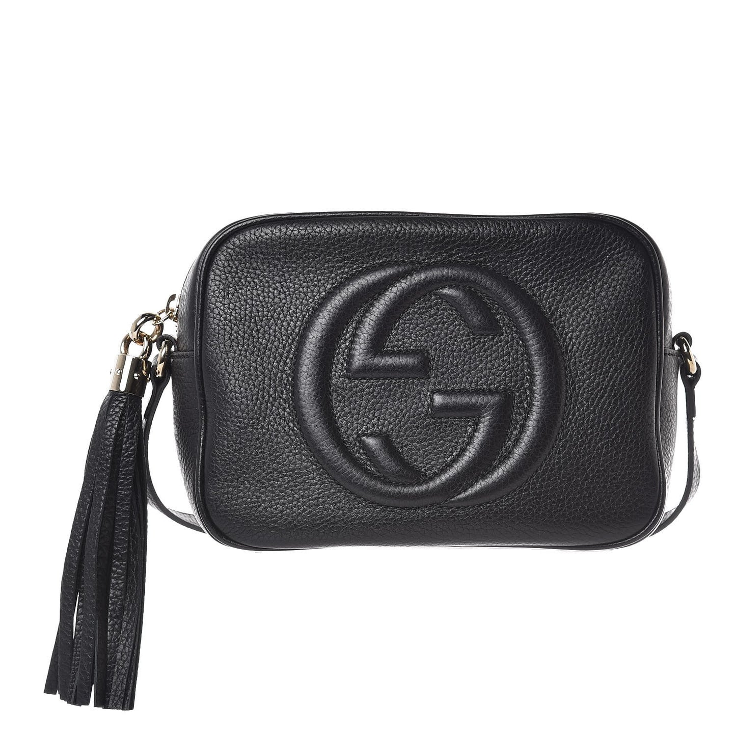 Pebbled Calfskin Small Soho Disco Bag Black