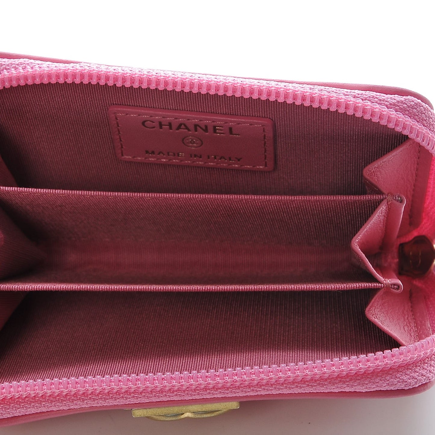 Calfskin Quilted Boy Zip Around Coin Purse Wallet Pink