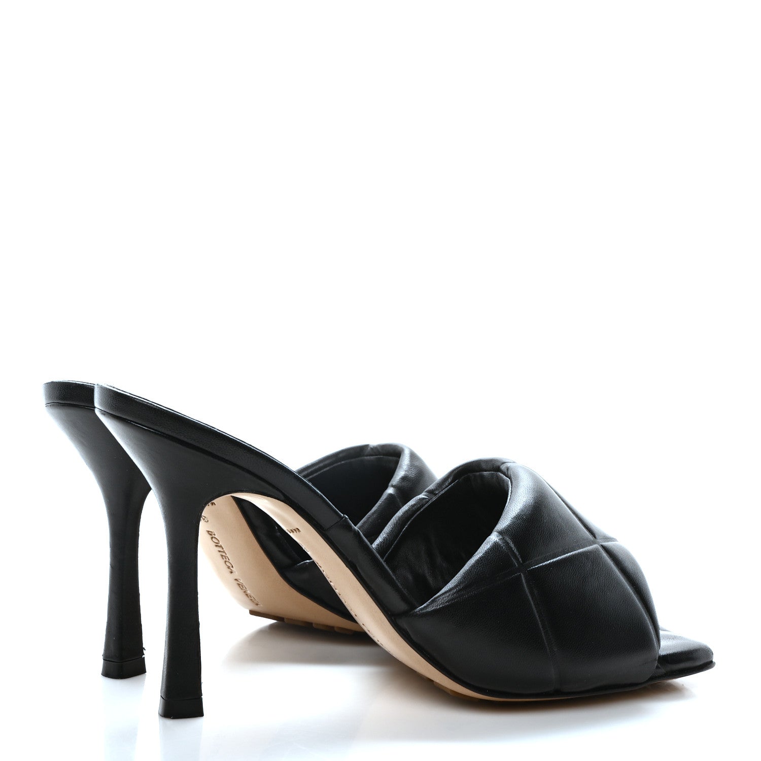 Bottega Veneta Nappa Quilted Rubber Lido Mule Sandals 38 Black 5 of 9