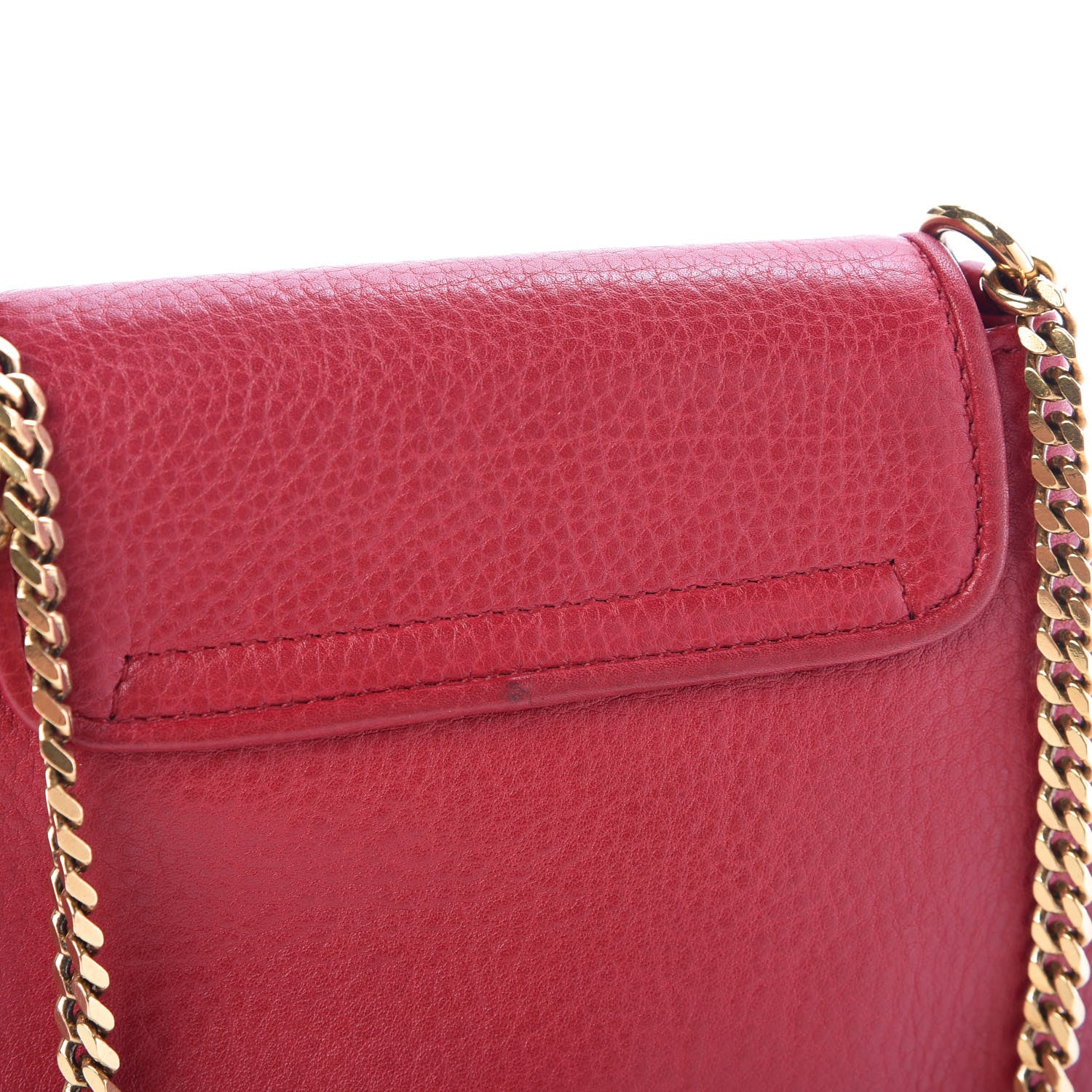 Gucci Pebbled Calfskin Small 1973 Chain Shoulder Bag Red 10 of 10