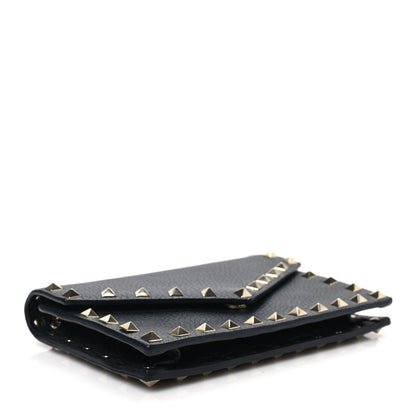 Valentino Garavani Pebbled Calfskin Rockstud Envelope Wallet on Chain Black 3 of 6