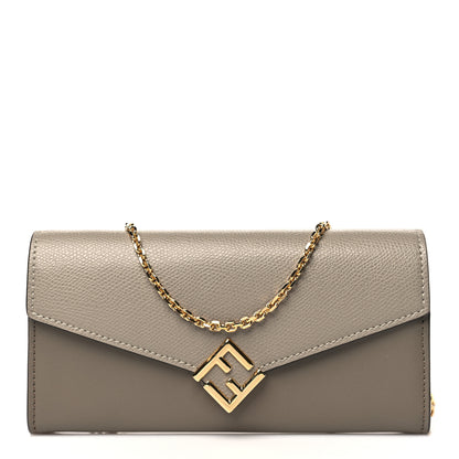 Fendi Vitello King Cruise FF Diamonds Continental Envelope Wallet On Chain Truffle Dove 1 of 11