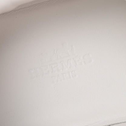 Hermes Goatskin Suede Goatskin Womens Bouncing Sneakers  38 White 9 of 10