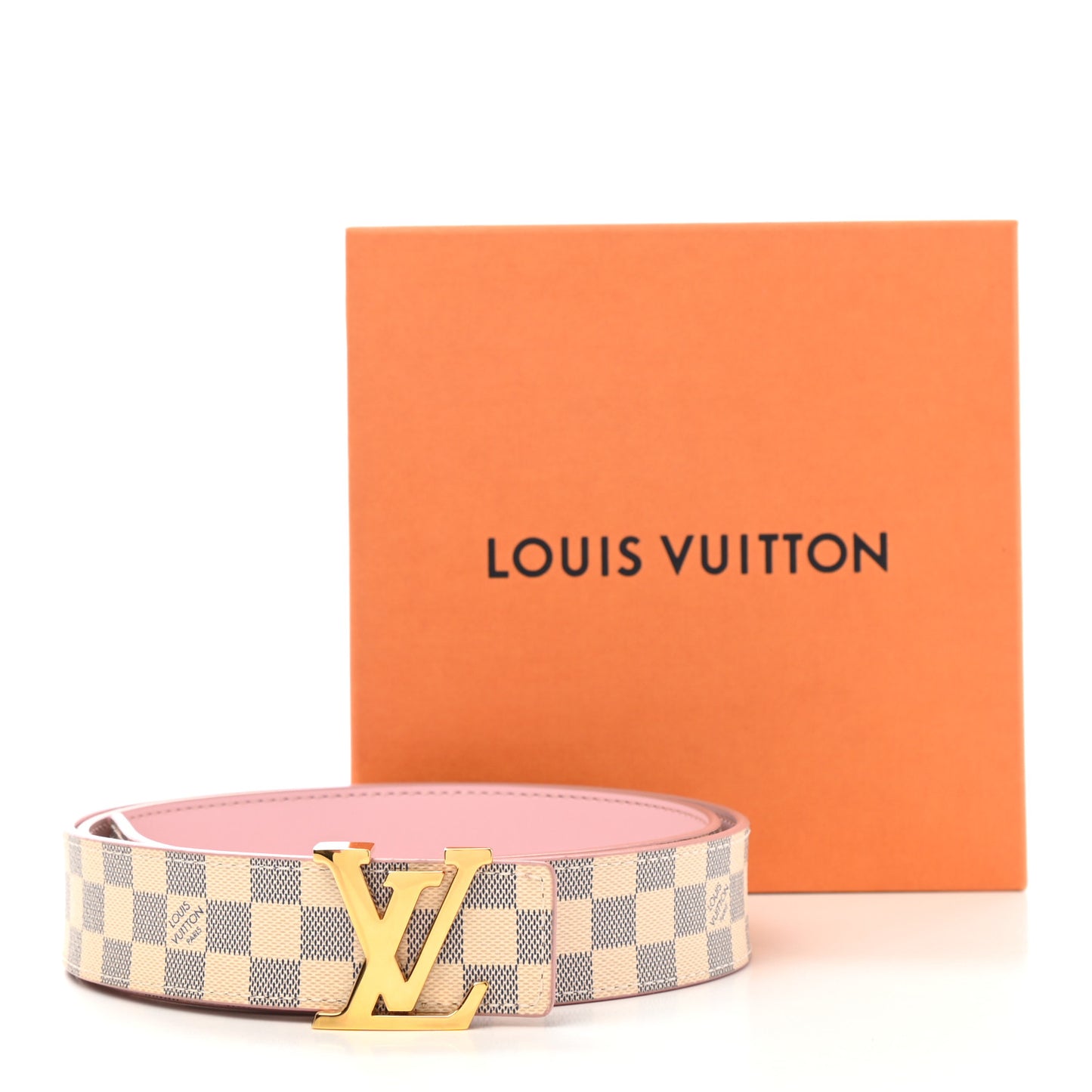 Damier Azur LV Initiales 32mm Belt 85 34 Rose Ballerine