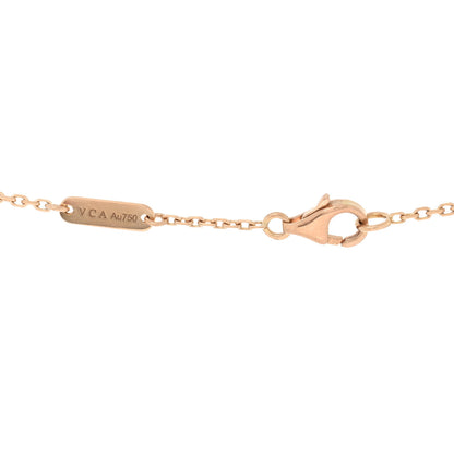 Van Cleef & Arpels 18K Rose Gold Diamond Pink Porcelain Vintage Alhambra Pendant Necklace 4 of 4