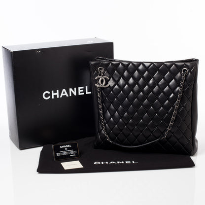 Chanel Lambskin New Bubble Quilt North South Tote Black 9 of 9