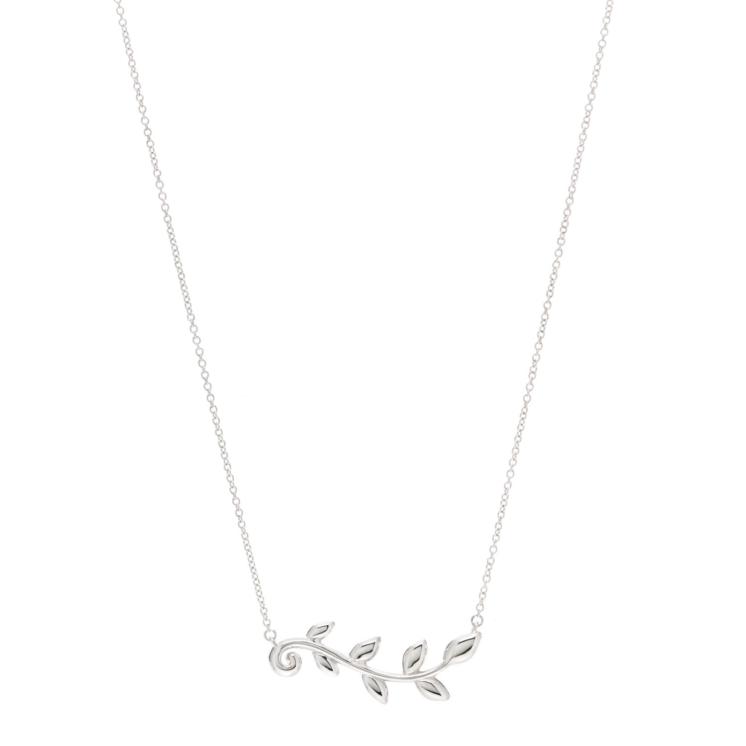 Tiffany Sterling Silver Paloma Picasso Olive Leaf Vine Pendant Necklace 1 of 6