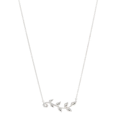 Tiffany Sterling Silver Paloma Picasso Olive Leaf Vine Pendant Necklace 1 of 6