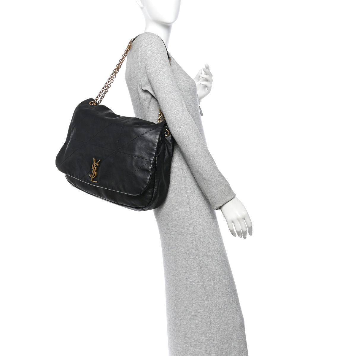 Lambskin Matelasse Monogram Large Jamie 4.3 Black