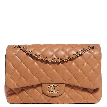 Chanel Lambskin Quilted Jumbo Double Flap Dark Beige 1 of 8