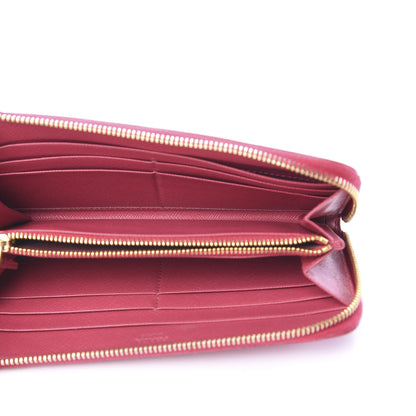 Prada Saffiano Triangle Zip Around Wallet Peonia 4 of 13