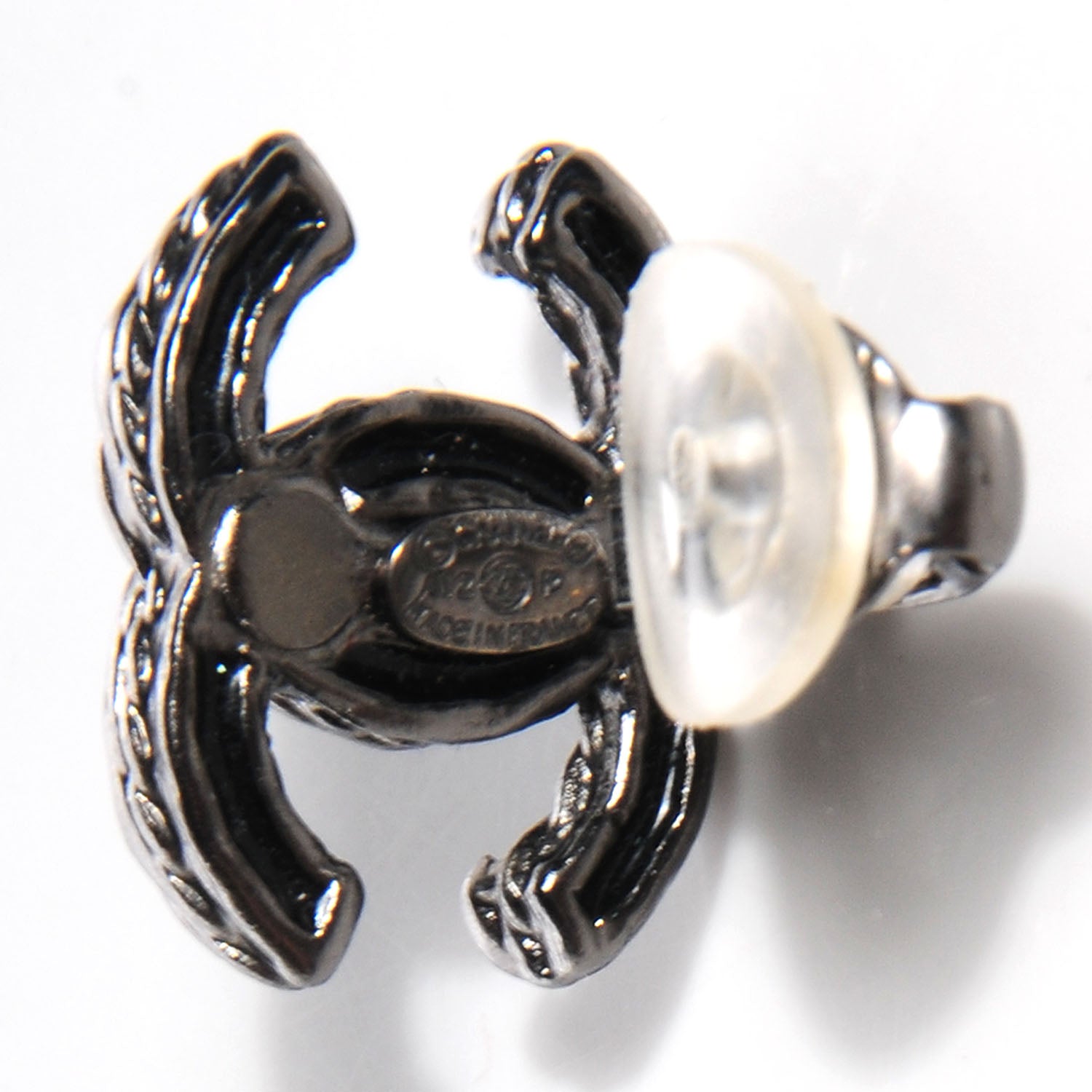 Chanel Ruthenium Crystal CC Clip On Earrings 6 of 6