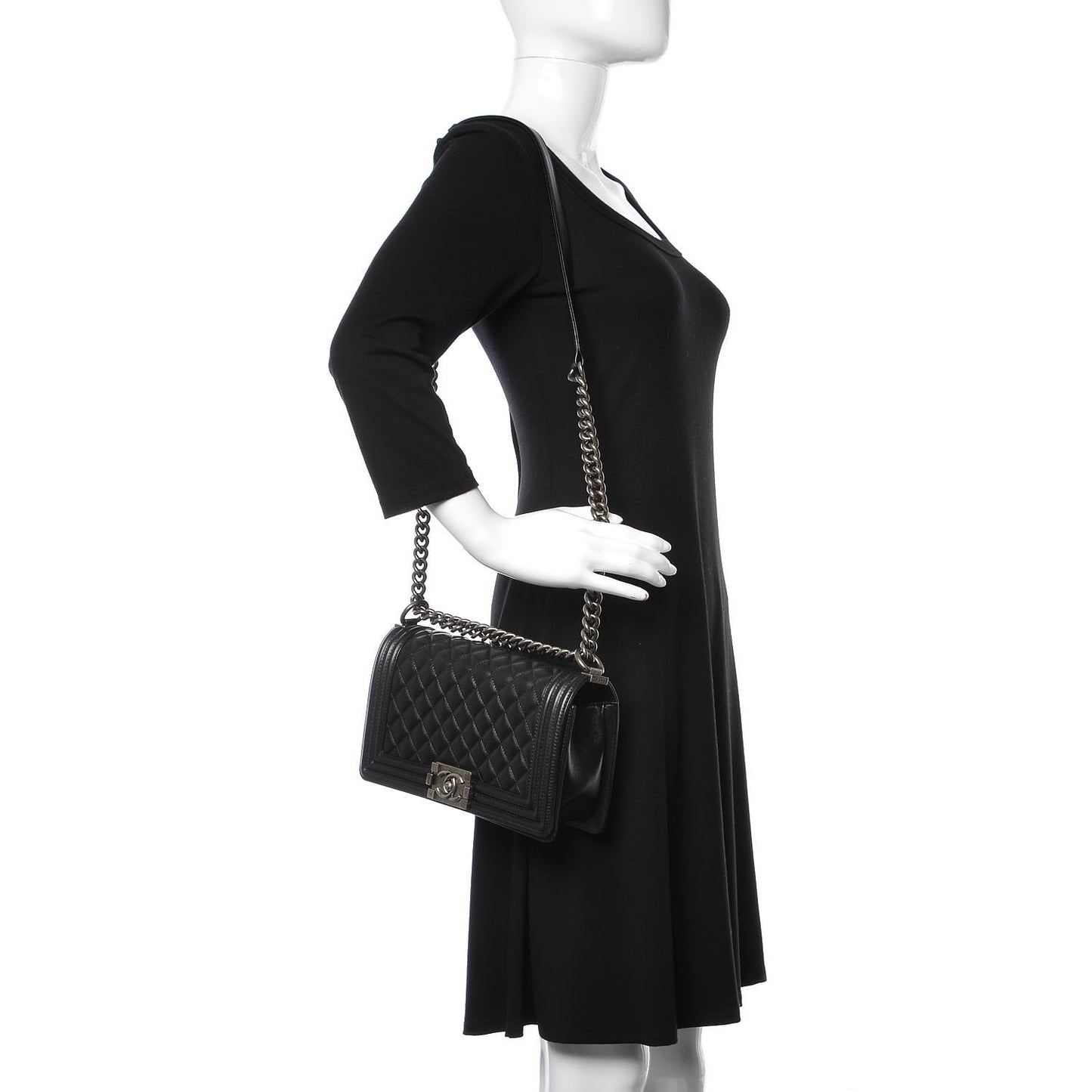 Lambskin Quilted Medium Boy Flap Black