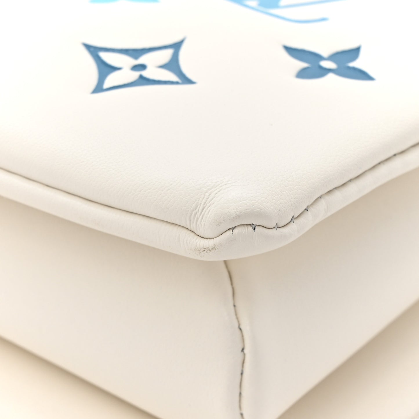 Lambskin Embossed Monogram Tricolor By The Pool Coussin PM White Blue